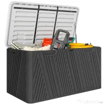 Outsunny Cutie de Depozitare Impermeabilă pentru Exterior cu Capac și Mânere, 115x60x60 cm, Negru