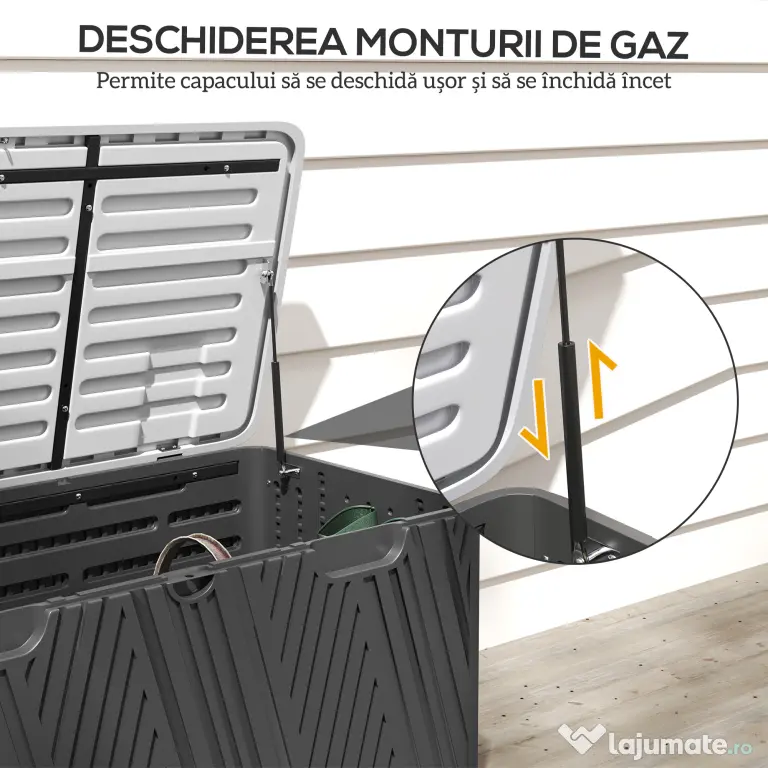 Outsunny Cutie de Depozitare Impermeabilă pentru Exterior cu Capac și Mânere, 115x60x60 cm, Negru