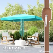 Outsunny Umbrelă de Grădină Înclinabilă cu Deschidere cu Manivelă și Orificiu de Aerisire, 300x200x235 cm, Turcoaz | Aosom Romania 