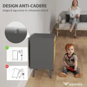 HOMCOM Noptieră Modernă cu Sertar și Dulăpior fără Mânere Gri Închis | Aosom Romania 