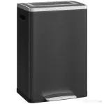HOMCOM Coș de Gunoi cu 2 Secțiuni cu Pedală de 20L din Oțel și PP Negru