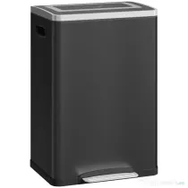 HOMCOM Coș de Gunoi cu 2 Secțiuni cu Pedală de 20L din Oțel și PP Negru