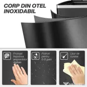 HOMCOM Coș de Gunoi cu 2 Secțiuni cu Pedală de 20L din Oțel și PP Negru 