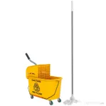 HOMCOM Găleată Profesională pentru Spălat Podele 20L cu Mop, Stoarcător, Roți și Mâner, 45x26,5x70 cm, Galben