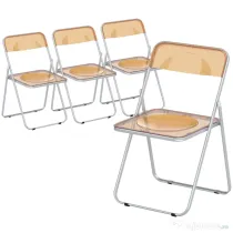 HOMCOM Set de 4 Scaune Pliabile din Acril, Scaune Pliabile Economisitoare de Spațiu din Oțel, Scaun Pliabil pentru Interior pentru Casă, Birou, Petreceri și Evenimente, 47x48x75 cm, Portocaliu | Aosom Romania