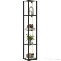 HOMCOM Lampă de Podea cu 4 Rafturi și 3 Luminozități Reglabile 29x29x163cm Negru | Aosom Romania