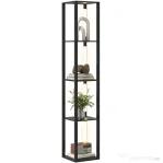 HOMCOM Lampă de Podea cu 4 Rafturi și 3 Luminozități Reglabile 29x29x163cm Negru