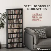 HOMCOM Dulap pentru CD-uri cu 6 Rafturi Reglabile pentru 360 CD-uri/185 DVD-uri Negru | Aosom Romania 