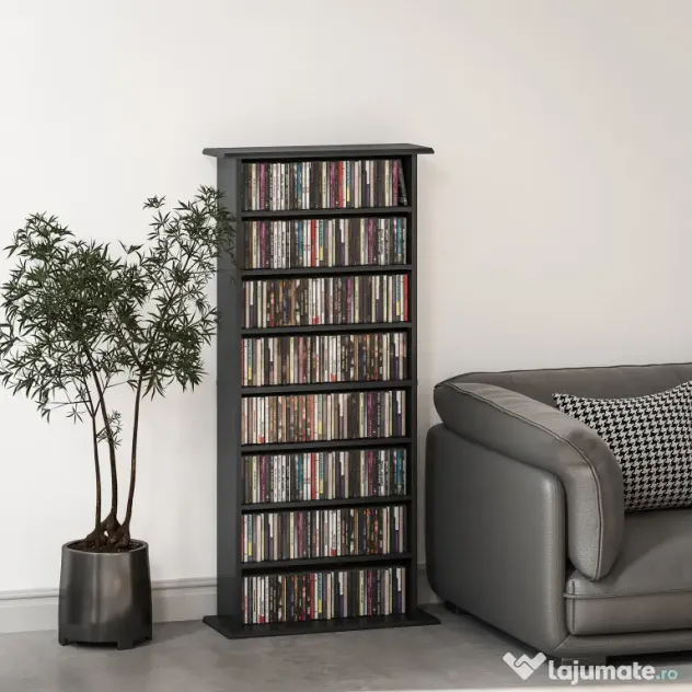 HOMCOM Dulap pentru CD-uri cu 6 Rafturi Reglabile pentru 360 CD-uri/185 DVD-uri Negru | Aosom Romania