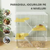 PawHut Cușcă pentru Rozătoare cu Multe Niveluri și Accesorii Incluse, 73x47x80 cm, Alb | Aosom Romania 