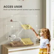 PawHut Cușcă pentru Rozătoare cu Multe Niveluri și Accesorii Incluse, 73x47x80 cm, Alb | Aosom Romania 