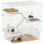 PawHut Cușcă pentru rozătoare pe mai multe niveluri cu accesorii incluse, din oțel, PET și PS, 73x47x80 cm, alb