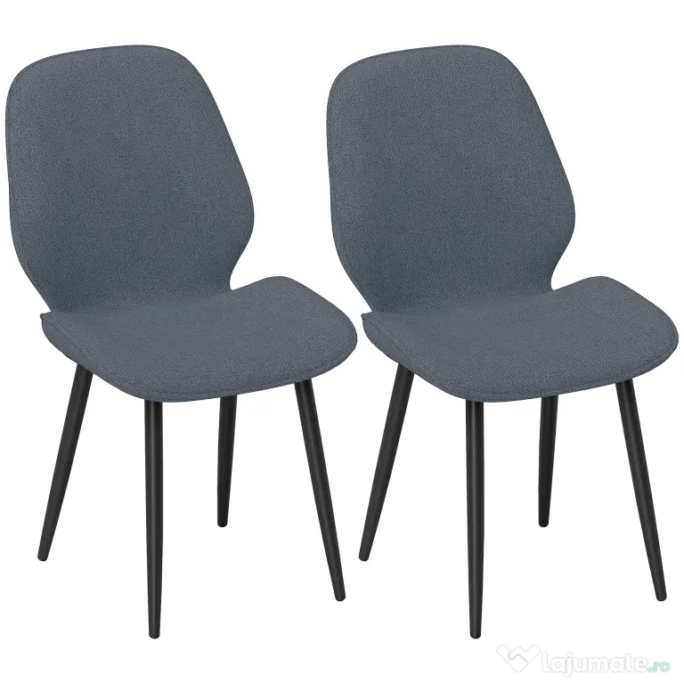 HOMCOM Scaune Tapitate Metalice, Gri Modern | Aosom Romania