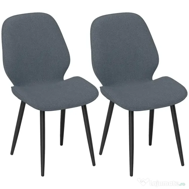 HOMCOM Scaune Tapitate Metalice, Gri Modern | Aosom Romania