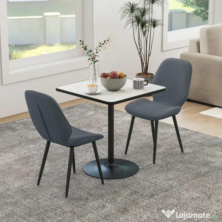 HOMCOM Scaune Tapitate Metalice, Gri Modern | Aosom Romania