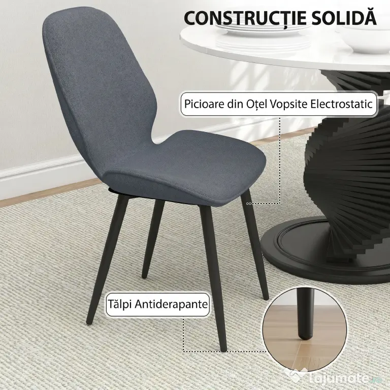 HOMCOM Scaune Tapitate Metalice, Gri Modern | Aosom Romania