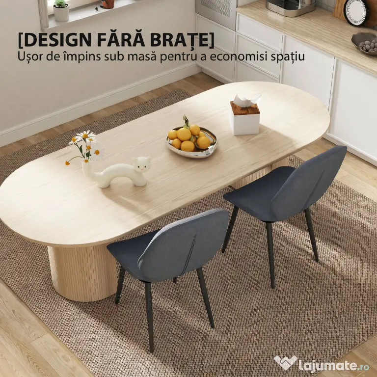 HOMCOM Scaune Tapitate Metalice, Gri Modern | Aosom Romania