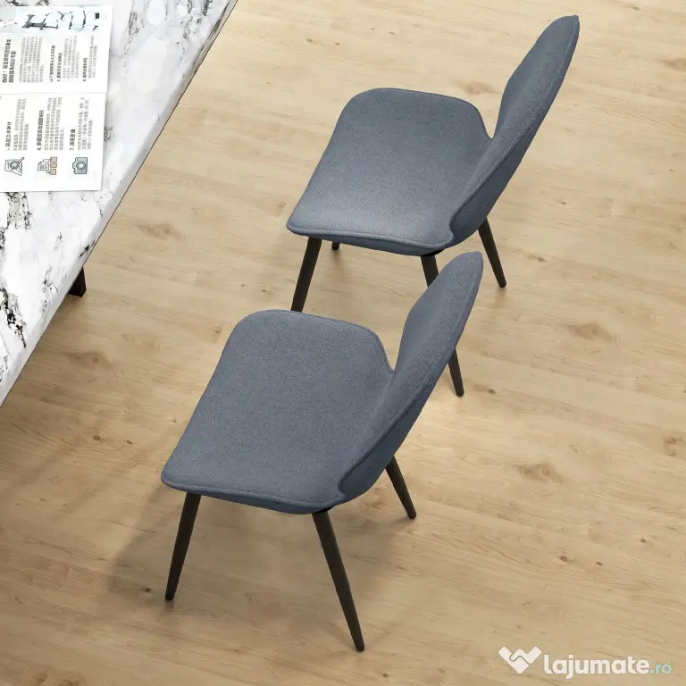 HOMCOM Scaune Tapitate Metalice, Gri Modern | Aosom Romania