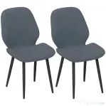 HOMCOM Set 2 Scaune de Luat Masa cu Spătar Curbat, în Material Textil de Tip In, Spumă și Oțel, 46x56x86 cm, Gri și Negru