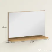 kleankin Oglindă de baie de perete cu poliță, design modern și multifuncțional, 60x12x40 cm, lemn 