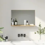 kleankin Oglindă de baie de perete cu poliță, design modern și multifuncțional, 60x12x40 cm, lemn 