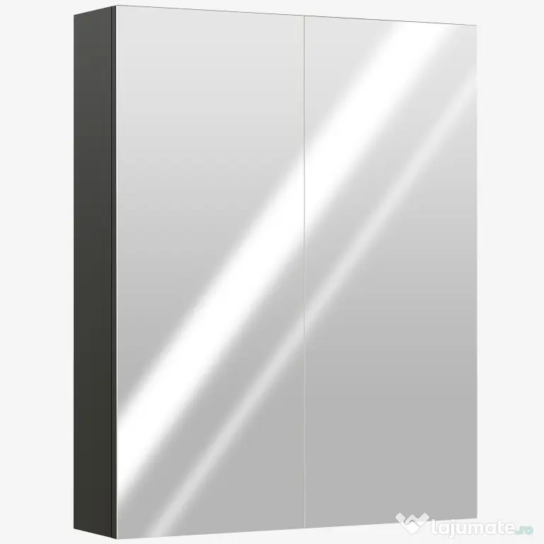 HOMCOM Dulap Suspendat de Baie cu 2 Uși cu Oglindă și 2 Rafturi Interne 60x15x75cm, Negru | Aosom Romania
