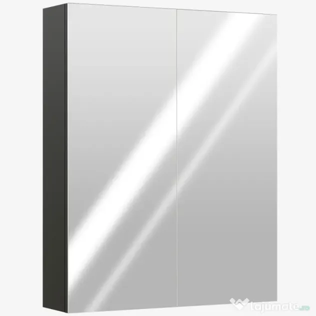 HOMCOM Dulap Suspendat de Baie cu 2 Uși cu Oglindă și 2 Rafturi Interne 60x15x75cm, Negru | Aosom Romania