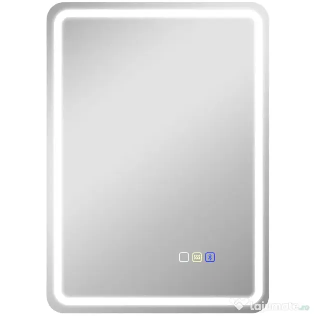 HOMCOM Oglindă de Baie Bluetooth LED 50 x 70 cm cu Anticeață - Argintiu | Aosom Romania