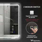 HOMCOM Oglindă de Baie Bluetooth LED 50 x 70 cm cu Anticeață - Argintiu | Aosom Romania 