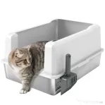 PawHut Litieră pentru Pisici Impermeabilă cu Tavă și Paletă, Alb | Aosom Romania