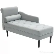 HOMCOM Canapea Chaise Longue cu tapițerie cu efect de catifea, gri | Aosom Romania