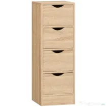 HOMCOM Dulap de Baie Compact cu 4 Sertare și Mânere Sculpatate, Stil Nordic | Aosom Romania