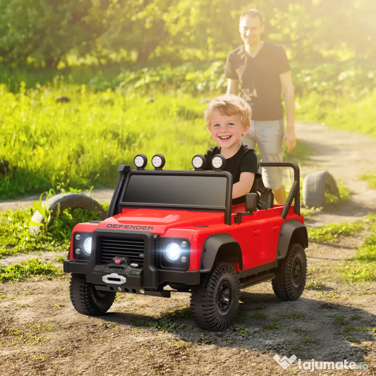AIYAPLAY Mașină Electrică pentru Copii 3-5 Ani Land Rover 12V și Telecomandă Roșu | Aosom Romania