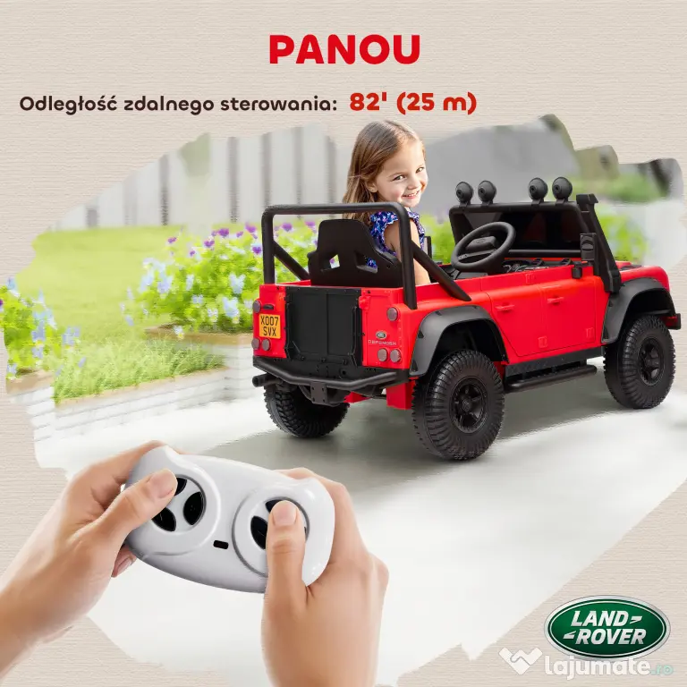 AIYAPLAY Mașină Electrică pentru Copii 3-5 Ani Land Rover 12V și Telecomandă Roșu | Aosom Romania