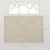 HOMCOM Covor Modern Antiderapant din Poliester și Bumbac cu Design Liniar, pentru Living, Dormitor, Crem