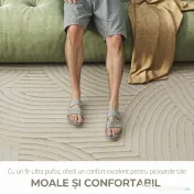 HOMCOM Covor Modern Antiderapant din Poliester și Bumbac cu Design Liniar, pentru Living, Dormitor, Crem
