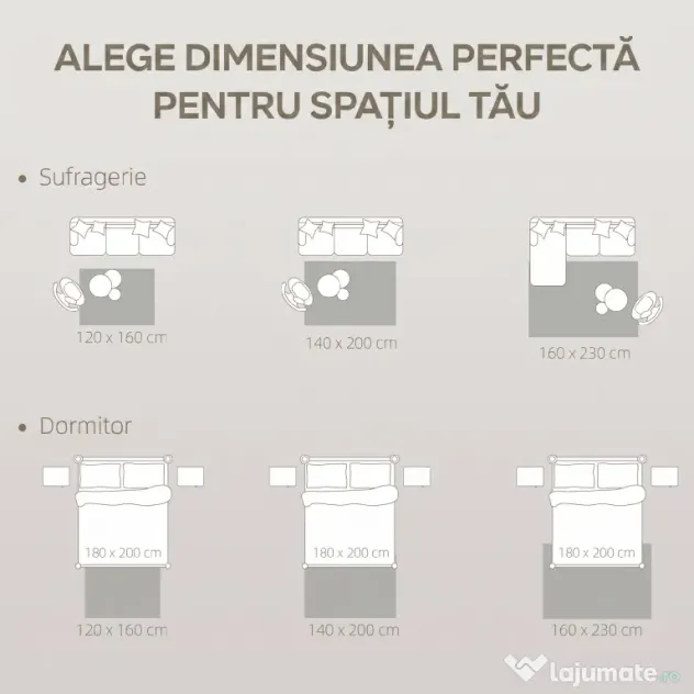 HOMCOM Covor Modern Antiderapant din Poliester și Bumbac cu Design Liniar, pentru Living, Dormitor, Crem