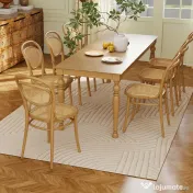 HOMCOM Covor Modern Antiderapant din Poliester și Bumbac cu Design Liniar, pentru Living, Dormitor, Crem