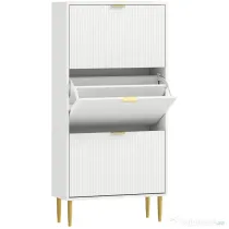 HOMCOM Dulap de pantofi pentru 18 perechi de pantofi cu 3 sertare rabatabile Alb | Aosom Romania