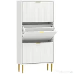 HOMCOM Dulap Subțire pentru 18 Perechi de Pantofi cu 3 Sertare Basculante și Rafturi Reglabile, 60x24x128 cm, Alb