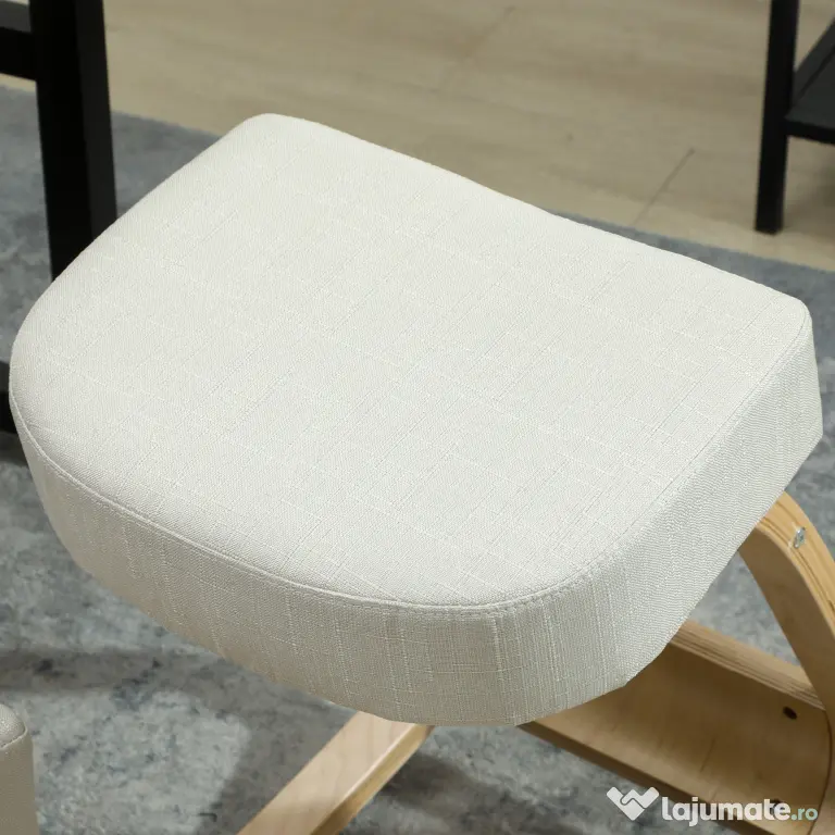 Vinsetto Scaun ergonomic pentru genunchi din mesteacăn și pernă Crem | Aosom Romania