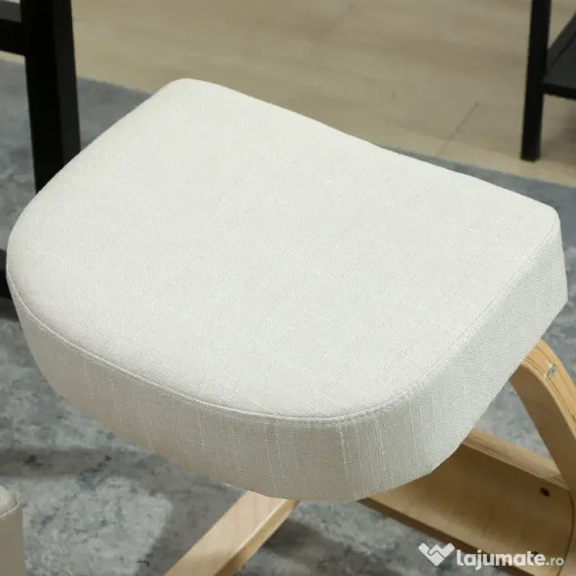 Vinsetto Scaun ergonomic pentru genunchi din mesteacăn și pernă Crem | Aosom Romania
