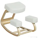Vinsetto Sedia Ergonomica con Inginocchiatoio in Legno di Betulla e Cuscino, 51x69x58 cm, Crema