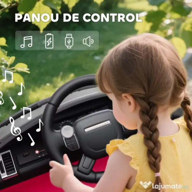 HOMCOM Mașină Electrică pentru Copii 3-6 Ani cu Licență Land Rover Discovery 12V, 2.5-4.5 km/h Auto Electrică pentru Copii cu 2 Motoare, Suspensii, Telecomandă, USB, Muzică, Faruri și Claxon, Roz | Aosom Romania