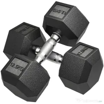 HOMCOM Ganteră Hexagonală din Cauciuc 12,5 kg, Portabilă, pentru Acasă sau Sală | Aosom Romania
