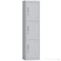 HOMCOM Dulap de birou din oțel cu 3 uși independente cu încuietoare și 2 chei, 45x38x180 cm, gri deschis | Aosom Romania