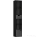 HOMCOM Bibliotecă cu 4 Rafturi Deschise, Dulap și Sertar, 30x24x158 cm, Negru
