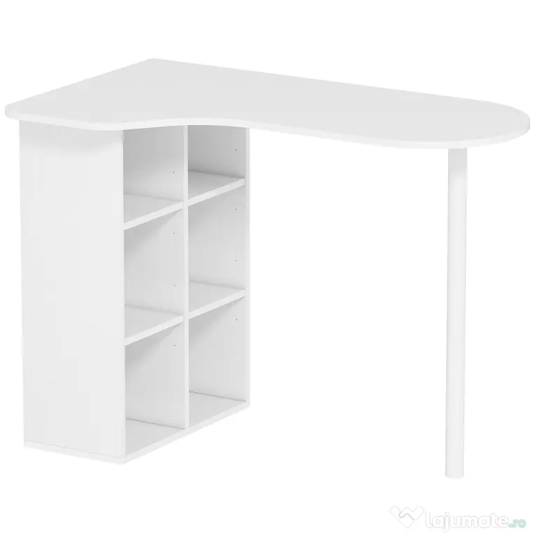 HOMCOM Birou pentru Cameră cu 6 Rafturi și 4 Rafturi Reglabile Alb | Aosom Romania