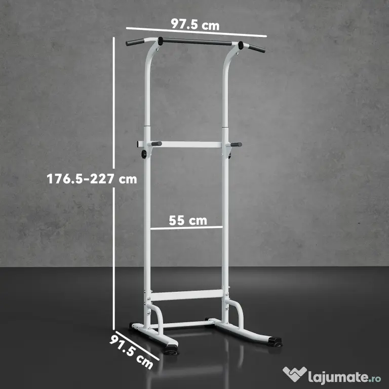 SPORTNOW Power Tower cu Bare Dip și Tracțiuni, Stație Multifuncțională cu Înălțime Reglabilă 176,5-227 cm, Structură din Oțel pentru Antrenament Acasă, Capacitate 120 kg | Aosom Romania