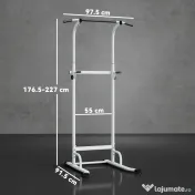 SPORTNOW Power Tower cu Bare Dip și Tracțiuni, Stație Multifuncțională cu Înălțime Reglabilă 176,5-227 cm, Structură din Oțel pentru Antrenament Acasă, Capacitate 120 kg | Aosom Romania